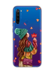 Прозорий чохол на Xiaomi Redmi Note 8T :: Дівчина з листям (принт 221)