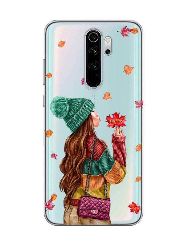 Прозорий чохол на Xiaomi Redmi Note 8 Pro :: Дівчина з листям (принт 221)