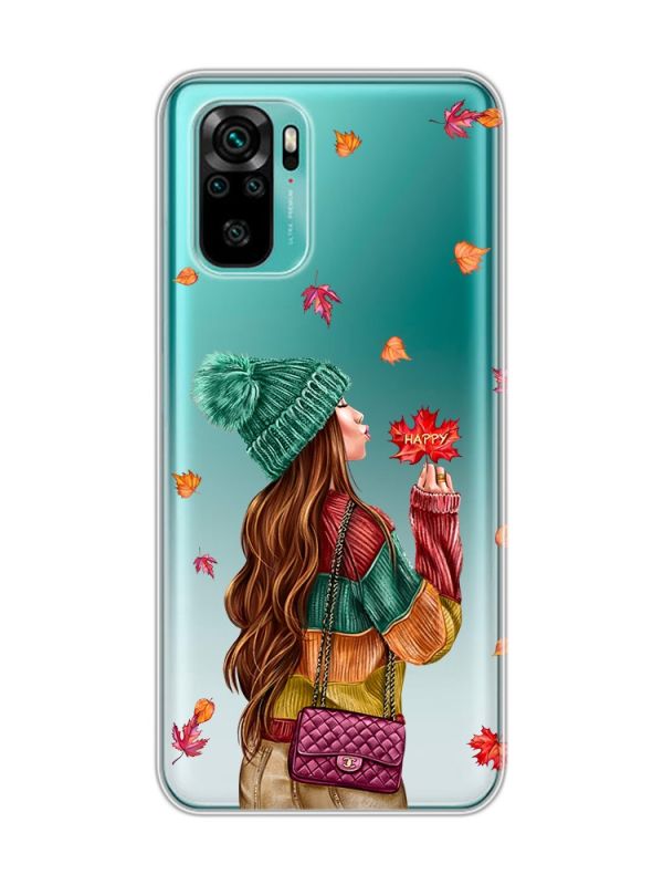 Прозорий чохол на Xiaomi Redmi Note 10 / Note 10s  :: Дівчина з листям (принт 221)