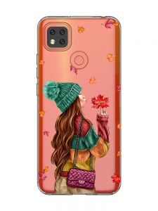 Прозорий чохол для Xiaomi Redmi 9C :: Дівчина з листям (принт 221)