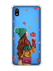 Чохол з потовщеними кутами для Xiaomi Redmi 7A :: Дівчина з листям (принт 221)