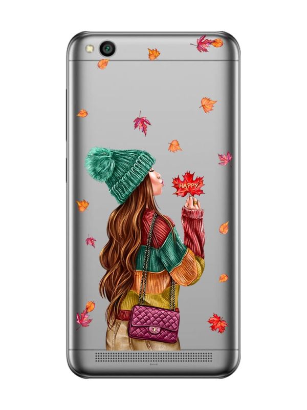 Прозорий чохол на Xiaomi Redmi 5A :: Дівчина з листям (принт 221)
