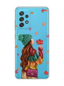 Прозорий чохол на Samsung Galaxy A52 :: Дівчина з листям (принт 221)