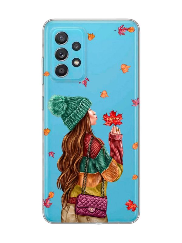 Прозорий чохол на Samsung Galaxy A52 :: Дівчина з листям (принт 221)