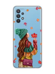 Прозорий чохол на Samsung Galaxy A32 :: Дівчина з листям (принт 221)