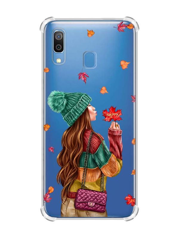 Чохол з потовщеними кутами на Samsung Galaxy A30 (2019) / A20 (2019) :: Дівчина з листям (принт 221)