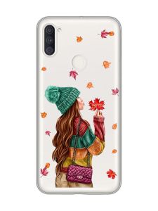 Прозорий чохол на Samsung Galaxy A11 :: Дівчина з листям (принт 221)