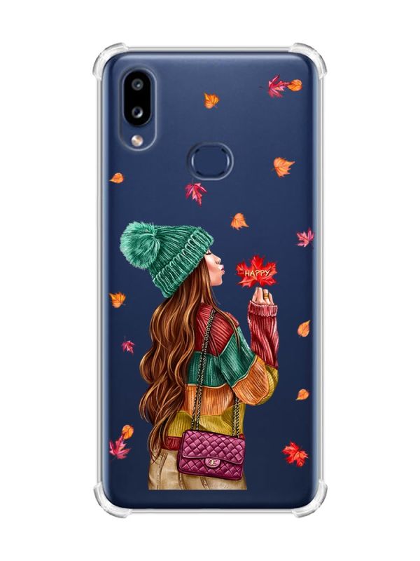 Чохол з потовщеними кутами на Samsung Galaxy A10s/A107 :: Дівчина з листям (принт 221)
