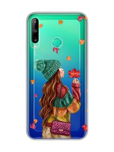 Прозорий чохол для Huawei Р40 lite E / Y7p  :: Дівчина з листям (принт 221)