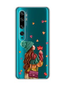 Прозорий чохол на Xiaomi Mi Note 10/Note 10 Pro :: Дівчина з листям (принт 221)