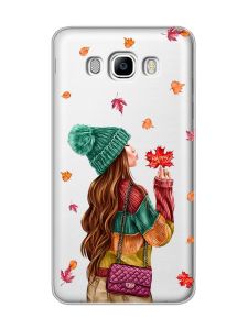 Прозорий чохол на SAMSUNG Galaxy J7(2016) J710 :: Дівчина з листям (принт 221)