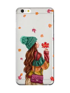 Прозорий чохол на iPhone 6+/6 Plus :: Дівчина з листям (принт 221)