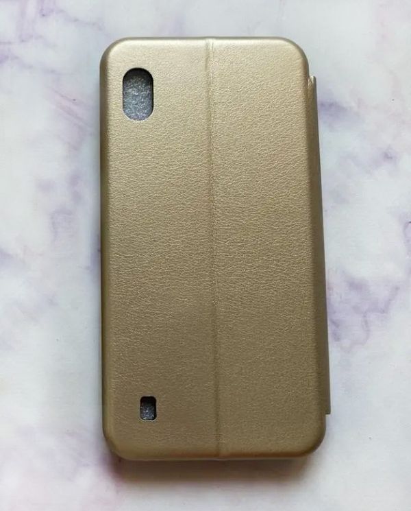 Чохол-книжка з малюнком для Samsung Galaxy А10 (2019)/А105 Золотий :: Дівчина з латте (принт 227)