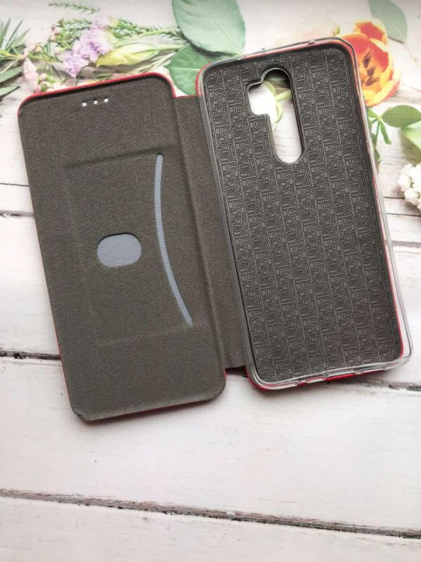 Чохол-книжка з малюнком для Xiaomi Redmi Note 8 Pro Червоний :: Дівчина з латте (принт 227)