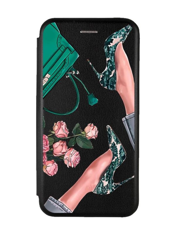 Чохол-книжка з малюнком для Samsung Galaxy A31 Чорний :: Туфельки і квіти (принт 225)
