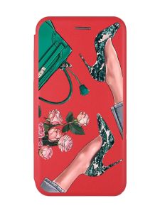 Чохол-книжка з малюнком для Xiaomi Redmi 8A Червоний :: Туфельки і квіти (принт 225)