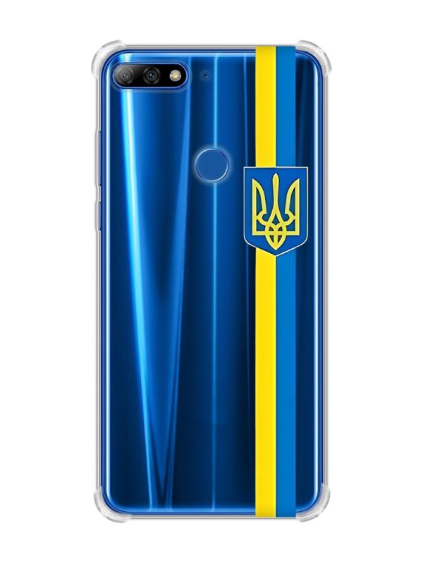 Чохол з потовщеними кутами на Huawei Y7 2018/Y7 Prime 2018 :: Стрічка Україна (патріотичний принт 253)
