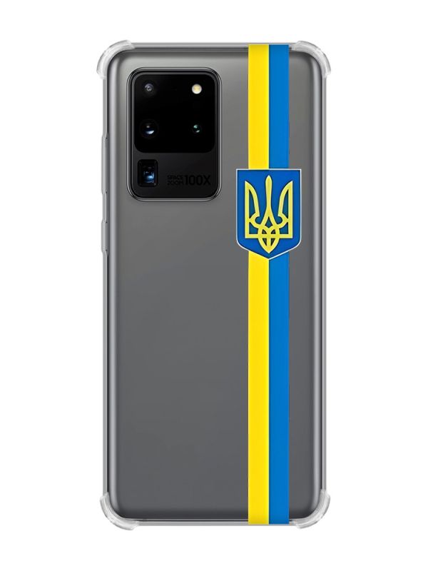 Чохол з потовщеними кутами на Samsung Galaxy S20 Ultra :: Стрічка Україна (патріотичний принт 253)