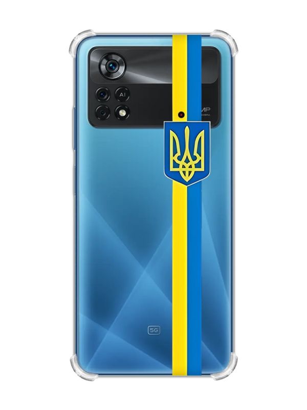 Чохол з потовщеними кутами на Xiaomi Poco X4 Pro 5G :: Стрічка Україна (патріотичний принт 253)