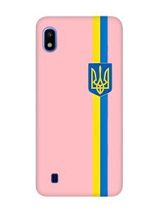 Матовий рожевий чохол на Samsung Galaxy A10 (2019) A105 :: Стрічка Україна (патріотичний принт 253)