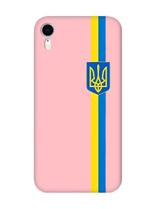 Матовий рожевий чохол на Apple iPhone XR :: Стрічка Україна (патріотичний принт 253)