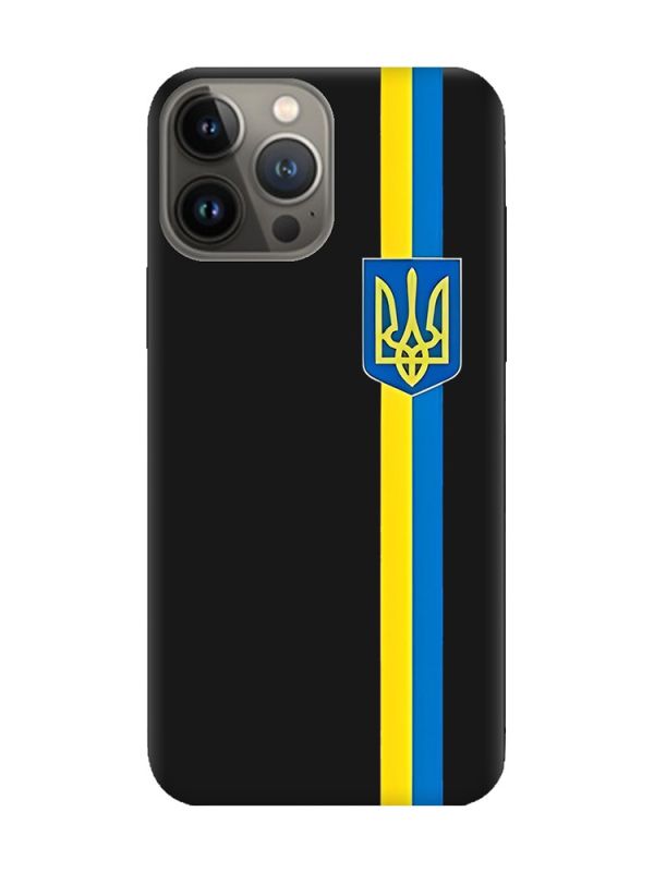 Матовий чорний чохол на Apple iPhone 13 Pro :: Стрічка Україна (патріотичний принт 253)
