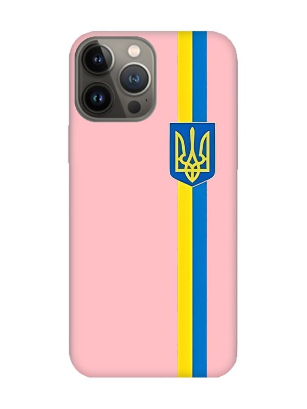 Матовий рожевий чохол на Apple iPhone 13 Pro :: Стрічка Україна (патріотичний принт 253)