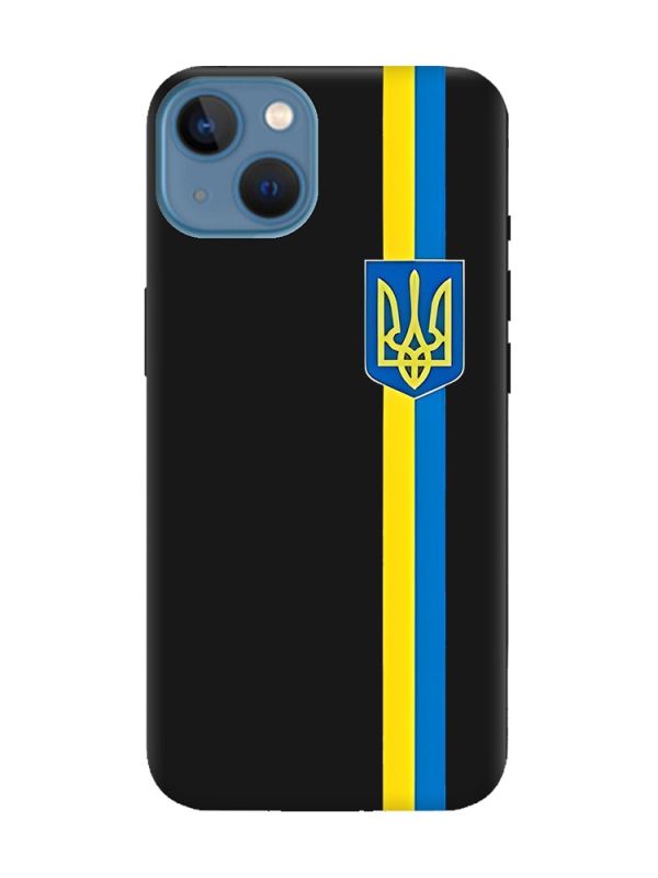 Матовий чорний чохол на Apple iPhone 13 :: Стрічка Україна (патріотичний принт 253)