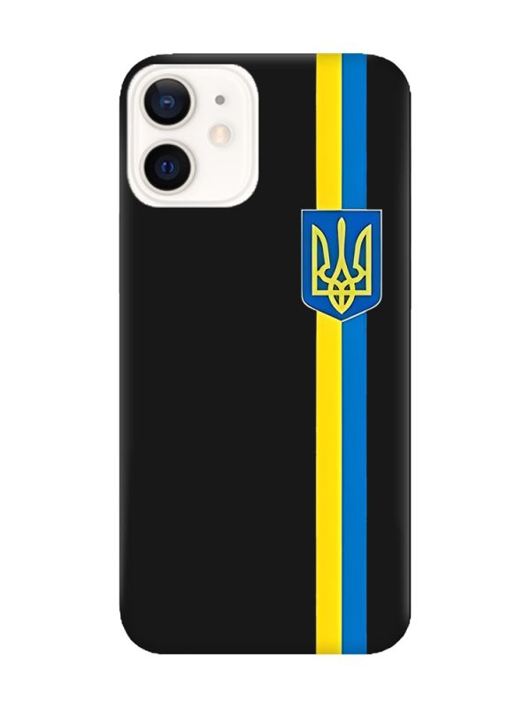 Матовий чорний чохол на Apple iPhone 12 / 12 Pro (6.1) :: Стрічка Україна (патріотичний принт 253)