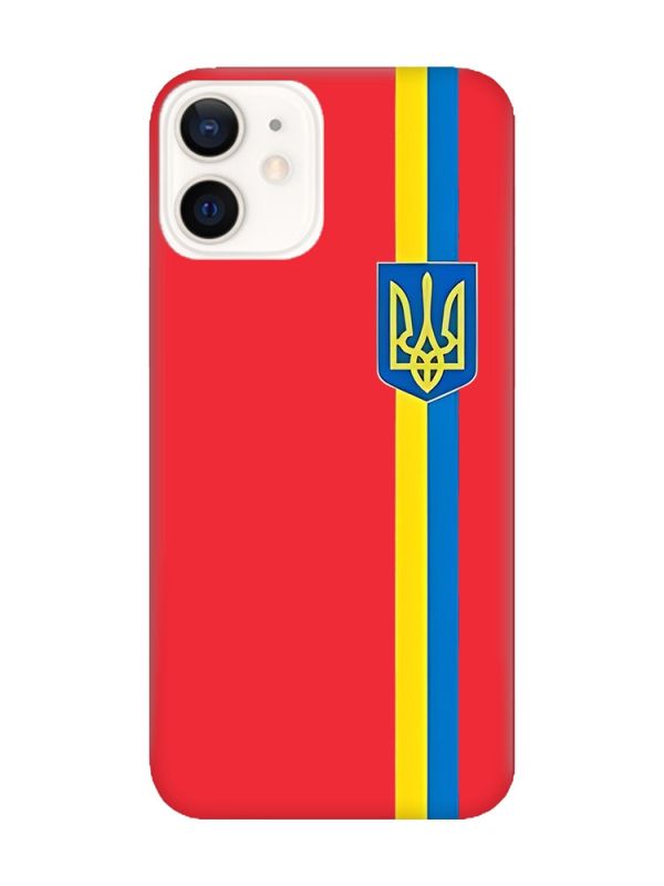 Матовий червоний чохол на Apple iPhone 12 / 12 Pro (6.1) :: Стрічка Україна (патріотичний принт 253)