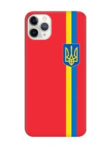 Матовий червоний чохол на iPhone 11 Pro Max (6.5) :: Стрічка Україна (патріотичний принт 253)
