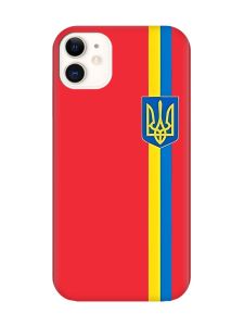 Матовий червоний чохол на Apple iPhone 11 (6.1) :: Стрічка Україна (патріотичний принт 253)