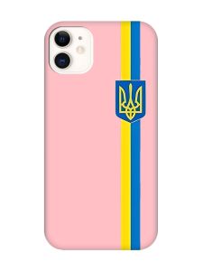 Матовий рожевий чохол на Apple iPhone 11 (6.1) :: Стрічка Україна (патріотичний принт 253)