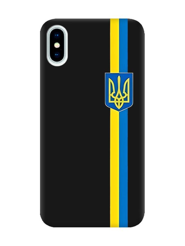 Матовий чорний чохол на iPhone X / Xs :: Стрічка Україна (патріотичний принт 253)