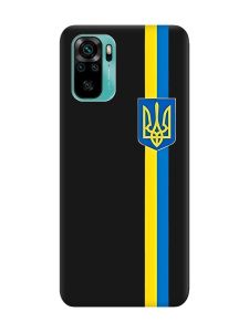 Матовий чорний чохол на Xiaomi Redmi Note 10 / Note 10s :: Стрічка Україна (патріотичний принт 253)