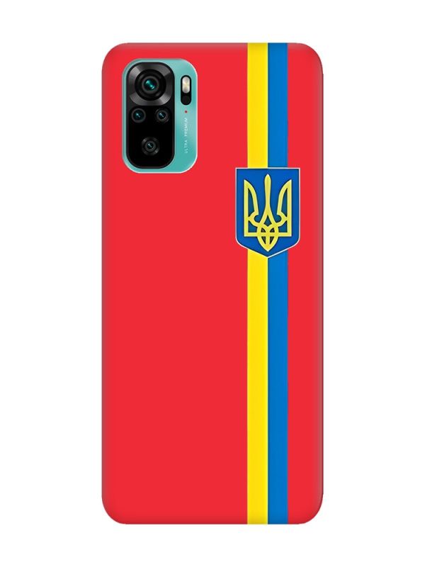 Матовий червоний чохол на Xiaomi Redmi Note 10 / Note 10s :: Стрічка Україна (патріотичний принт 253)