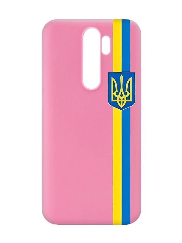 Матовий рожевий чохол на Xiaomi Redmi Note 8 Pro :: Стрічка Україна (патріотичний принт 253)