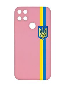 Матовий рожевий чохол на Xiaomi Redmi 10C :: Стрічка Україна (патріотичний принт 253)