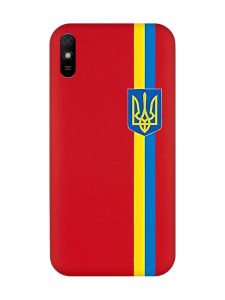 Матовий червоний чохол на Xiaomi Redmi 9A :: Стрічка Україна (патріотичний принт 253)