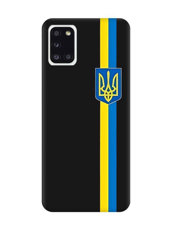 Матовий чорний чохол на Samsung Galaxy A31 :: Стрічка Україна (патріотичний принт 253)