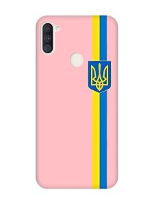 Матовий рожевий чохол на Samsung Galaxy A11 :: Стрічка Україна (патріотичний принт 253)