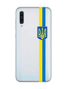 Прозорий чохол на Samsung Galaxy A50 (2019) A505 :: Стрічка Україна (патріотичний принт 253)