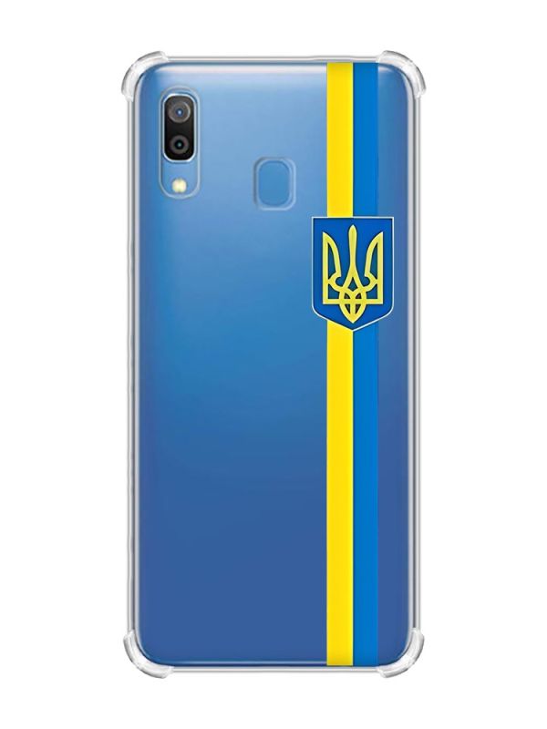 Чохол з потовщеними кутами на Samsung Galaxy A30 (2019) / A20 (2019) :: Стрічка Україна (патріотичний принт 253)