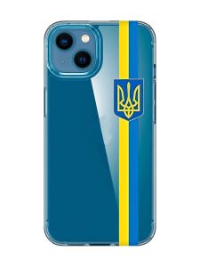 Прозорий чохол для iPhone 13 mini :: Стрічка Україна (патріотичний принт 253)