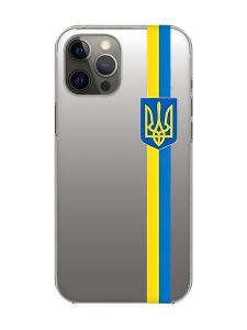 Прозорий чохол на iPhone 12 Pro Max :: Стрічка Україна (патріотичний принт 253)