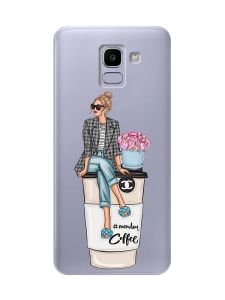Чохол із потовщеними кутами на Samsung Galaxy J6 (2018) J600F :: Дівчина на каві (принт 228)