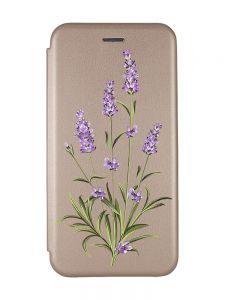 Чохол-книжка з малюнком для Xiaomi Redmi Note 8 Pro Золотий :: Гілочки лаванди (принт 266)