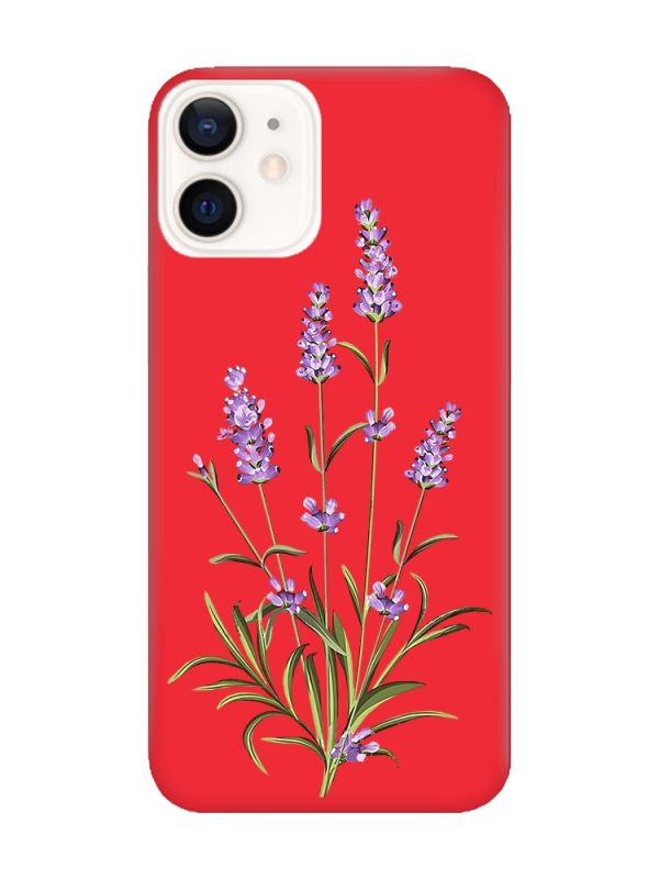 Матовий червоний чохол на Apple iPhone 12 / 12 Pro (6.1) :: Гілочки лаванди (принт 266)