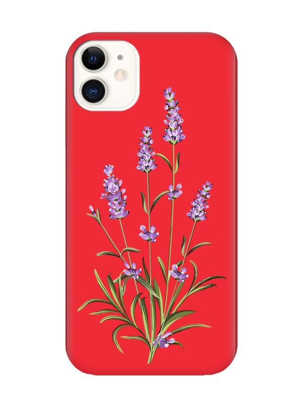 Матовий червоний чохол на Apple iPhone 11 (6.1) :: Гілочки лаванди (принт 266)