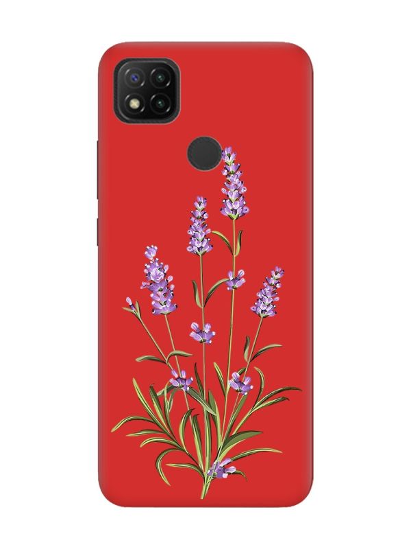 Матовий червоний чохол на Xiaomi Redmi 9C / 10A :: Гілочки лаванди (принт 266)